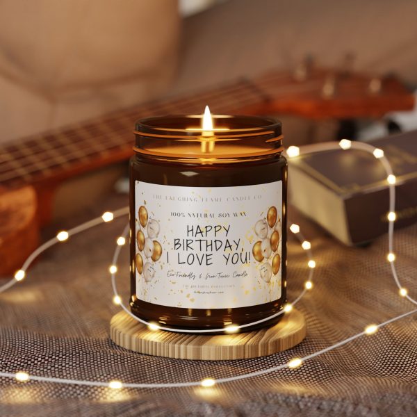 Happy Birthday Scented Soy Candle - I Love You Gift in Amber Jar - Image 4
